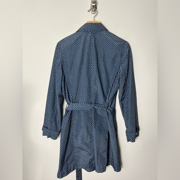J. McLaughlin Geometric Belted Trench Coat Jacket Blue Button Front XL - Picture 10 of 12
